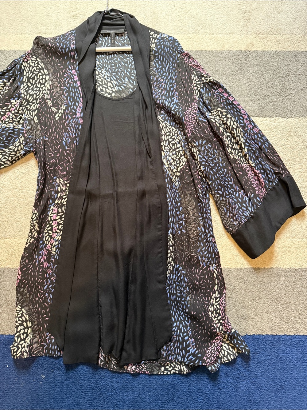 BCBGMaxAzria Black Multi-Print Midi Dress